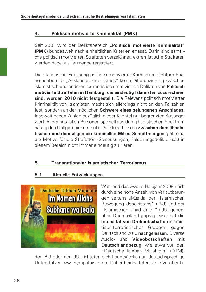 Seite 29 des Verfassungsschutzbericht 2010 Hamburg