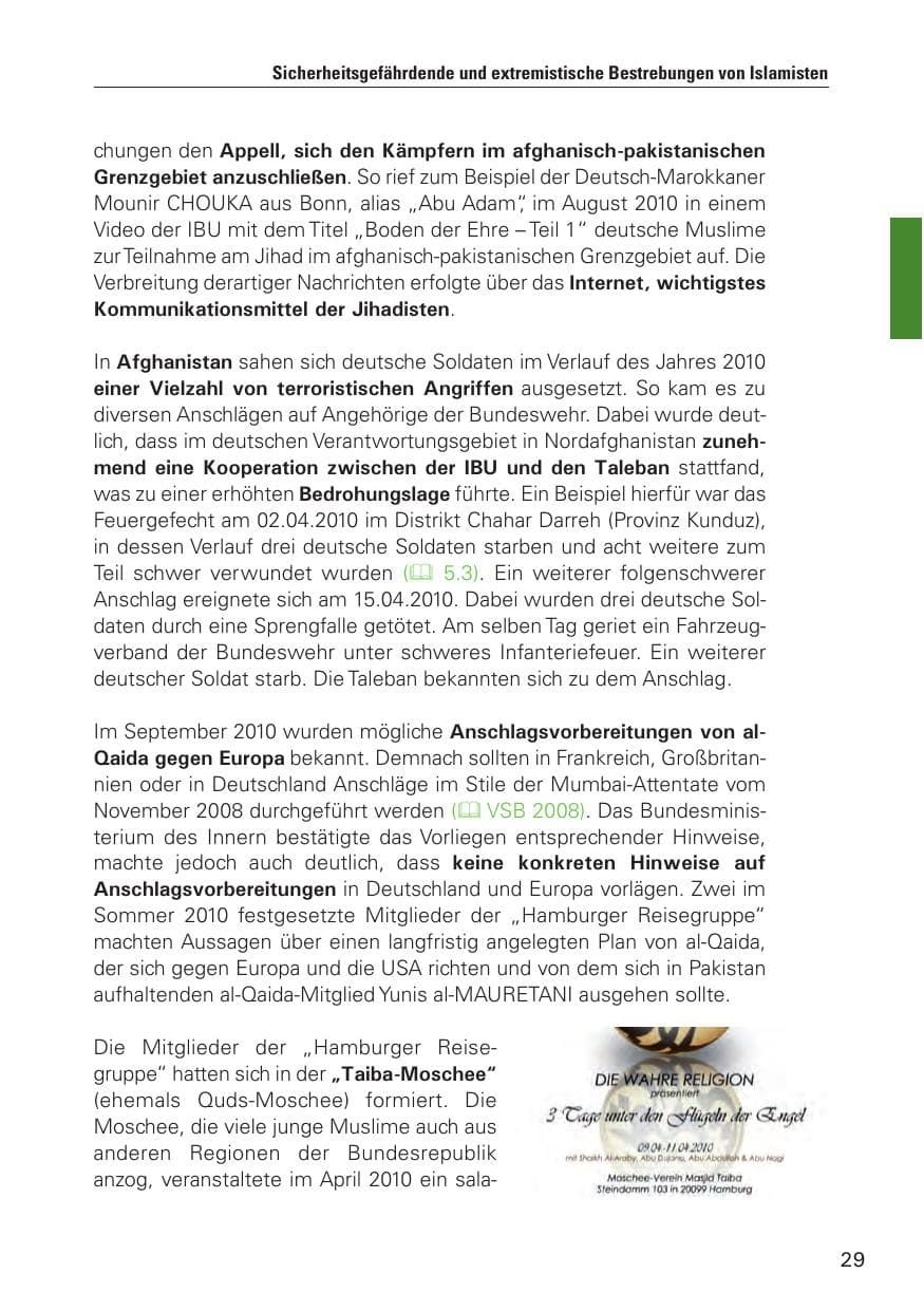 Seite 30 des Verfassungsschutzbericht 2010 Hamburg