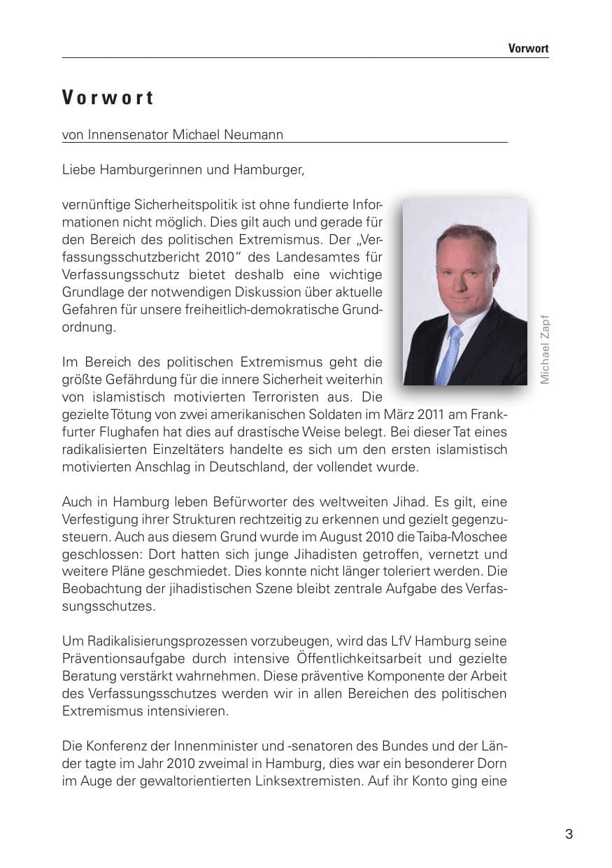 Seite 4 des Verfassungsschutzbericht 2010 Hamburg