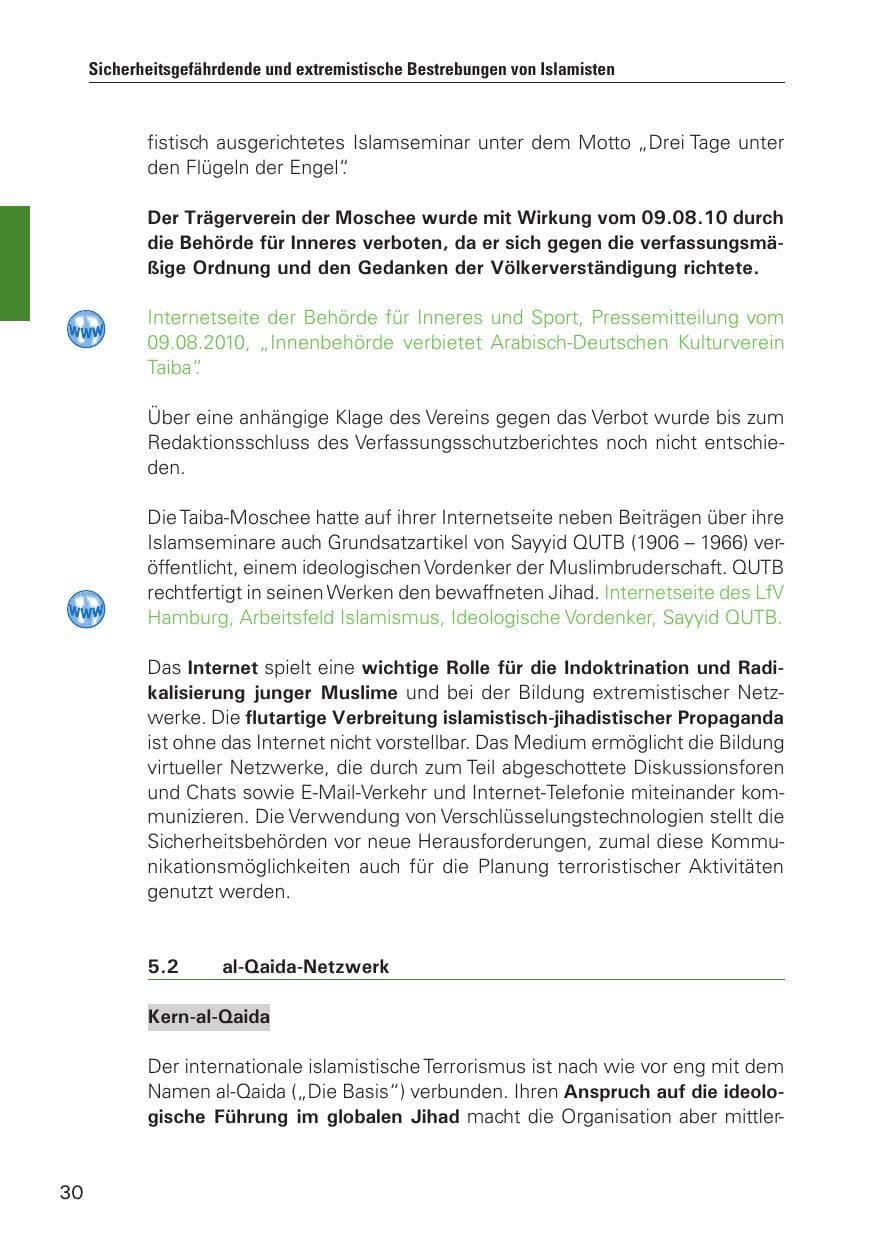 Seite 31 des Verfassungsschutzbericht 2010 Hamburg