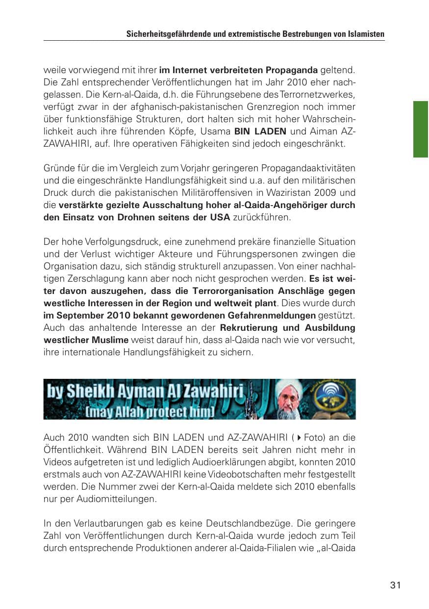 Seite 32 des Verfassungsschutzbericht 2010 Hamburg