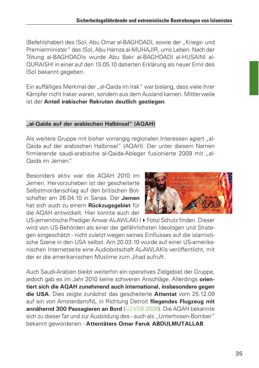 Seite 36 des Verfassungsschutzbericht 2010 Hamburg