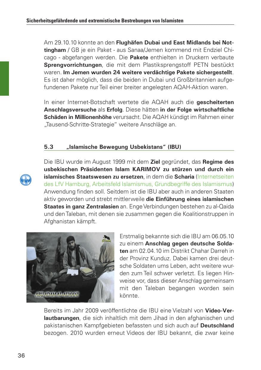 Seite 37 des Verfassungsschutzbericht 2010 Hamburg