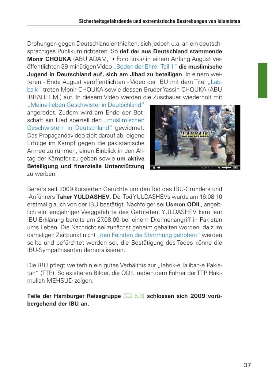 Seite 38 des Verfassungsschutzbericht 2010 Hamburg