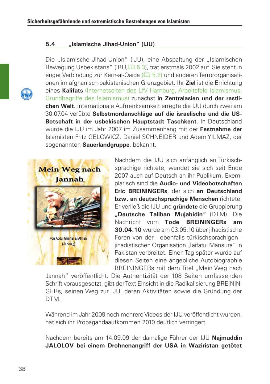 Seite 39 des Verfassungsschutzbericht 2010 Hamburg