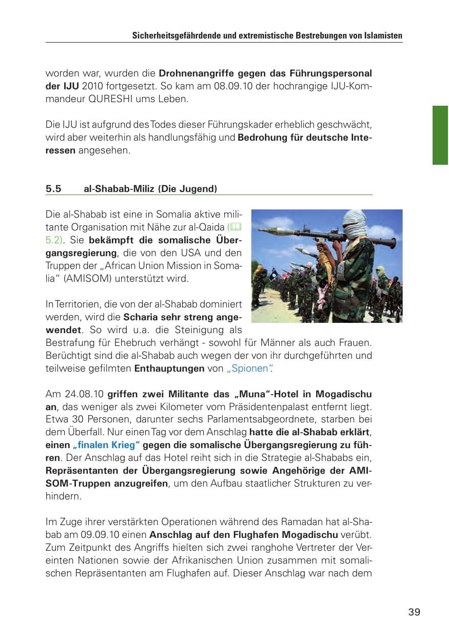Seite 40 des Verfassungsschutzbericht 2010 Hamburg