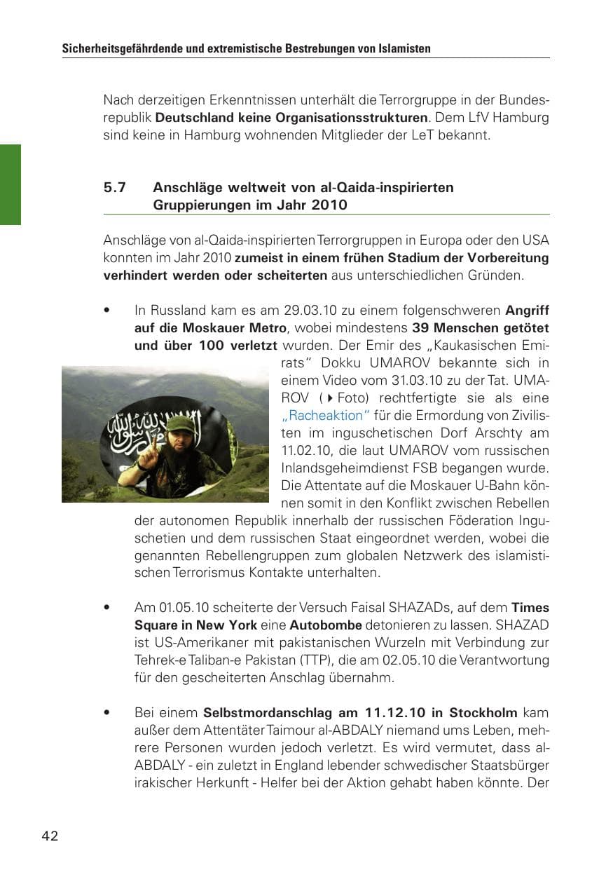 Seite 43 des Verfassungsschutzbericht 2010 Hamburg
