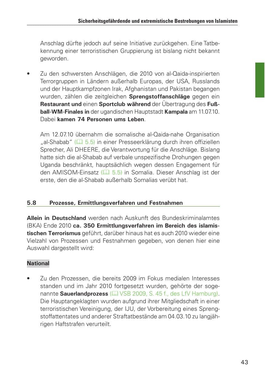 Seite 44 des Verfassungsschutzbericht 2010 Hamburg