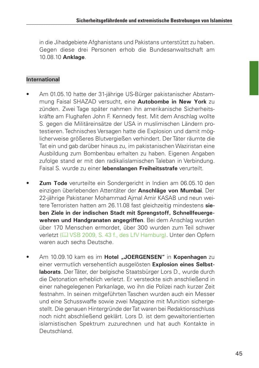 Seite 46 des Verfassungsschutzbericht 2010 Hamburg