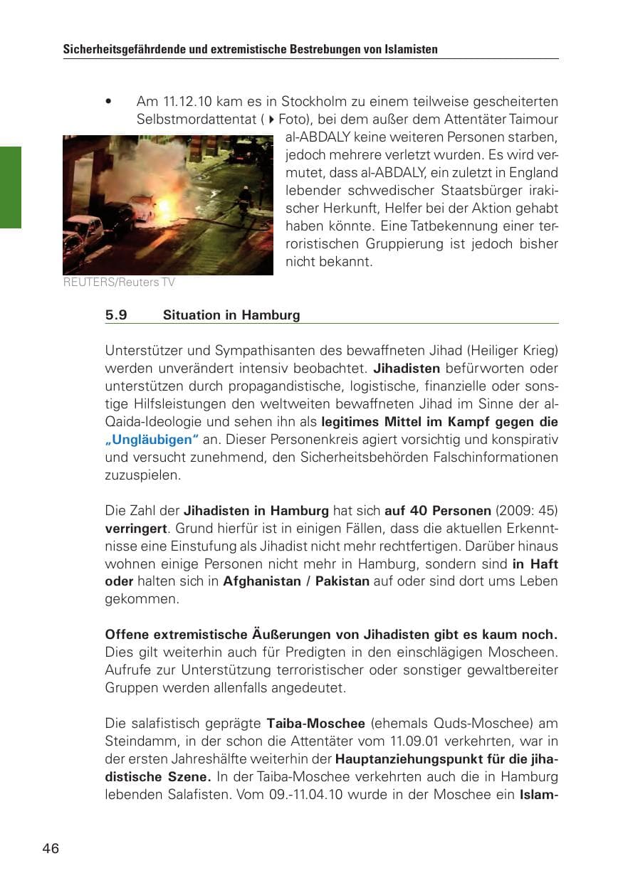 Seite 47 des Verfassungsschutzbericht 2010 Hamburg