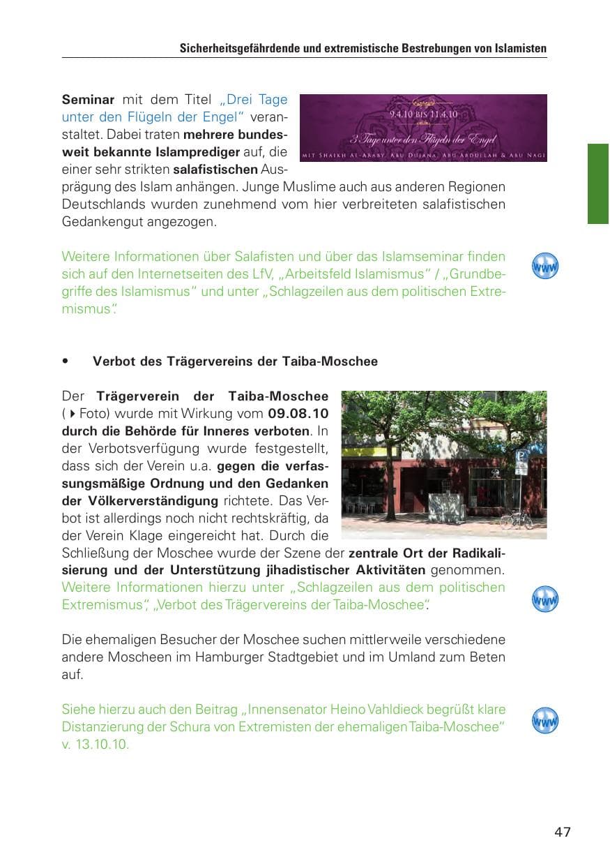 Seite 48 des Verfassungsschutzbericht 2010 Hamburg
