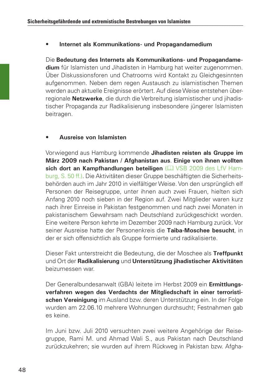 Seite 49 des Verfassungsschutzbericht 2010 Hamburg