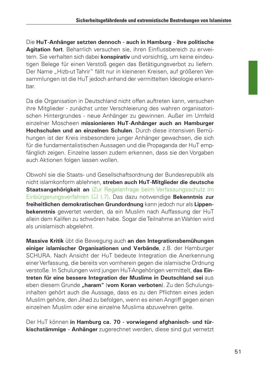 Seite 52 des Verfassungsschutzbericht 2010 Hamburg