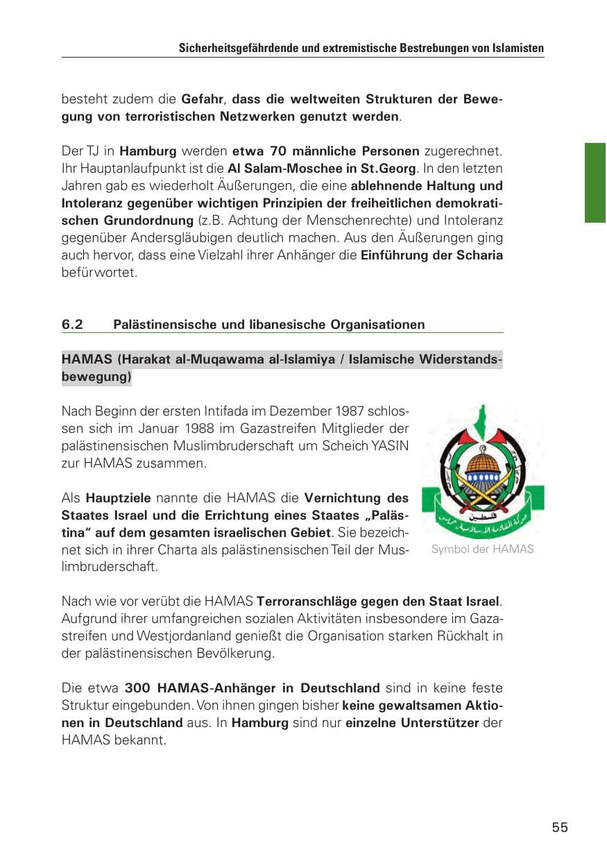 Seite 56 des Verfassungsschutzbericht 2010 Hamburg
