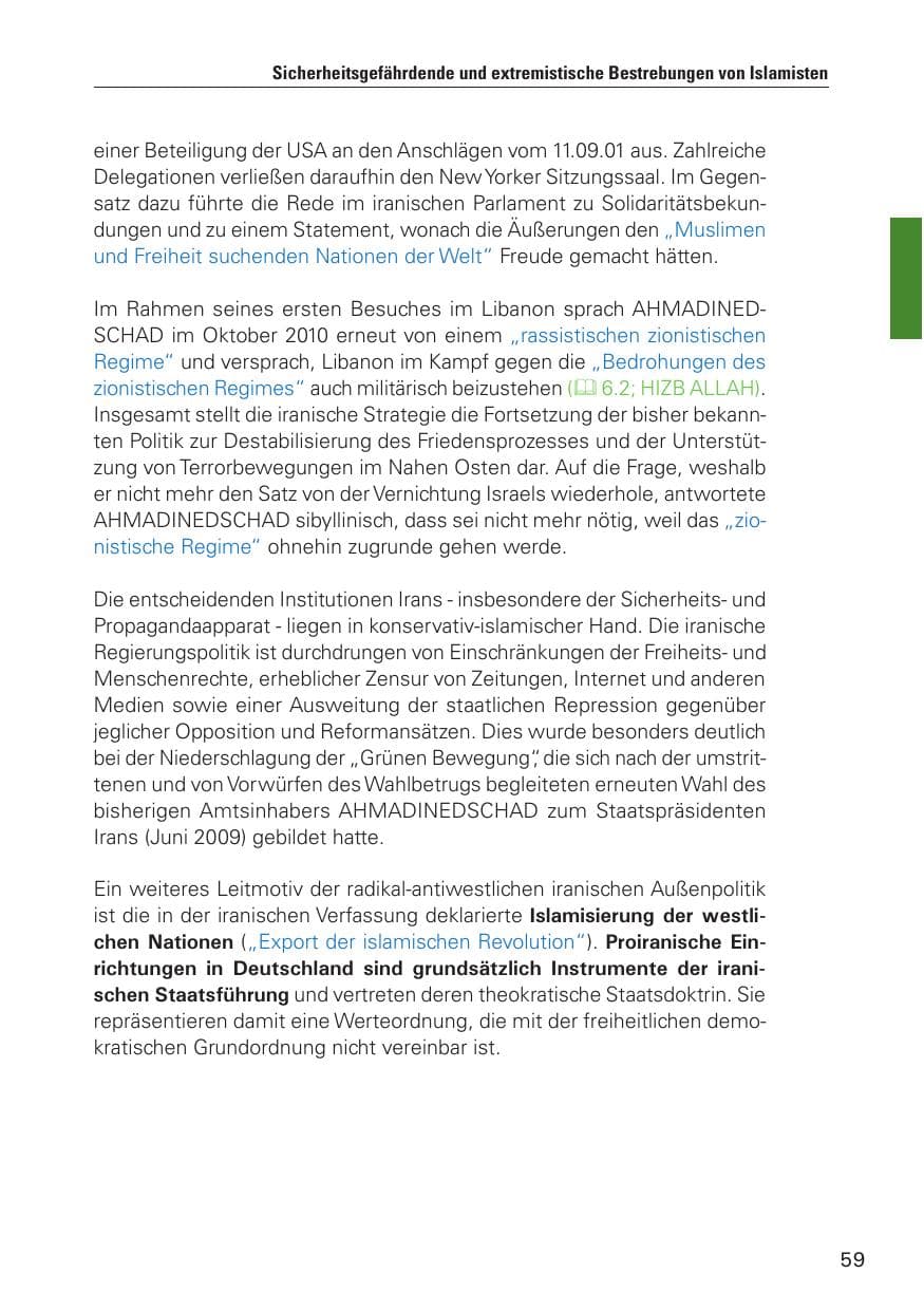 Seite 60 des Verfassungsschutzbericht 2010 Hamburg