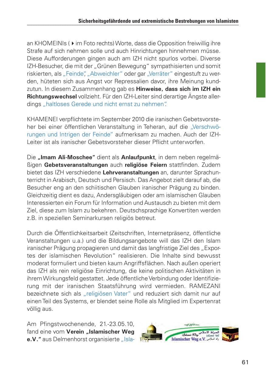 Seite 62 des Verfassungsschutzbericht 2010 Hamburg