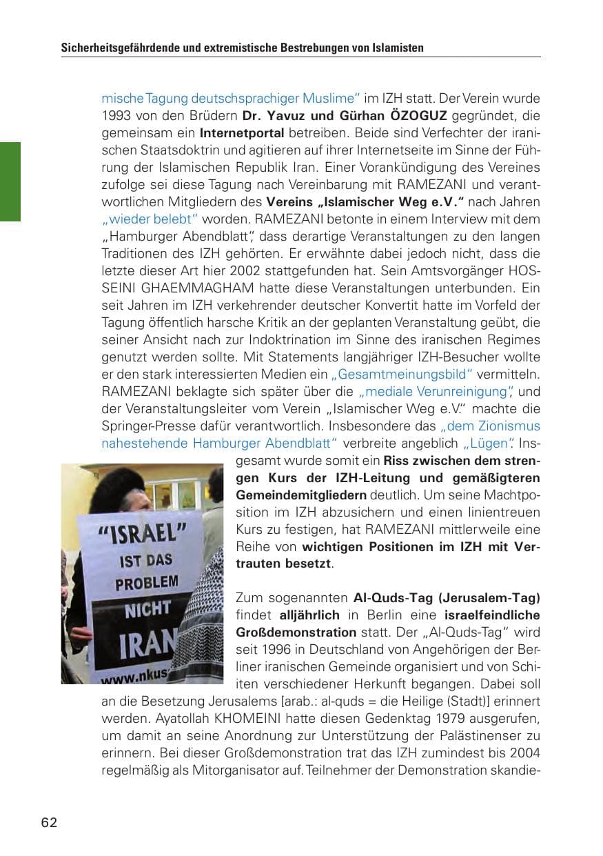 Seite 63 des Verfassungsschutzbericht 2010 Hamburg