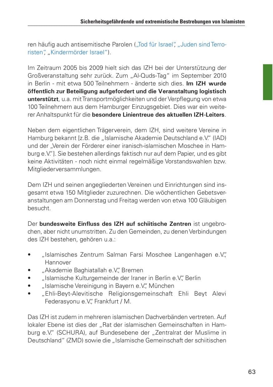 Seite 64 des Verfassungsschutzbericht 2010 Hamburg