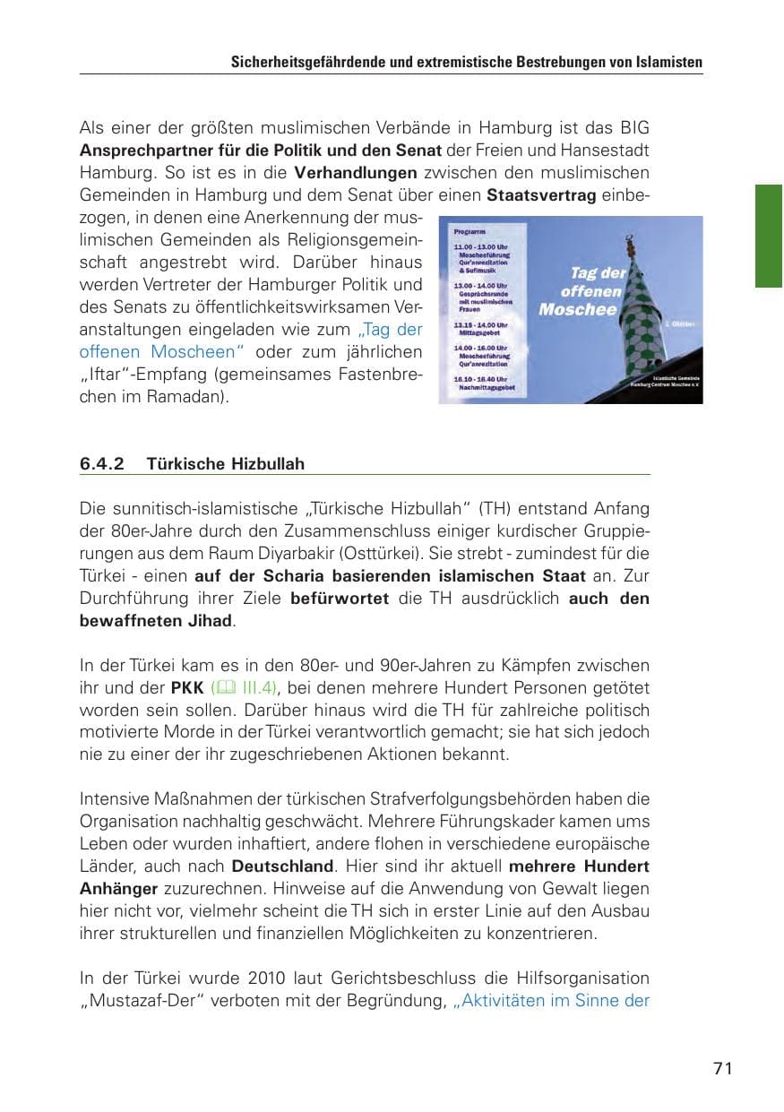 Seite 72 des Verfassungsschutzbericht 2010 Hamburg