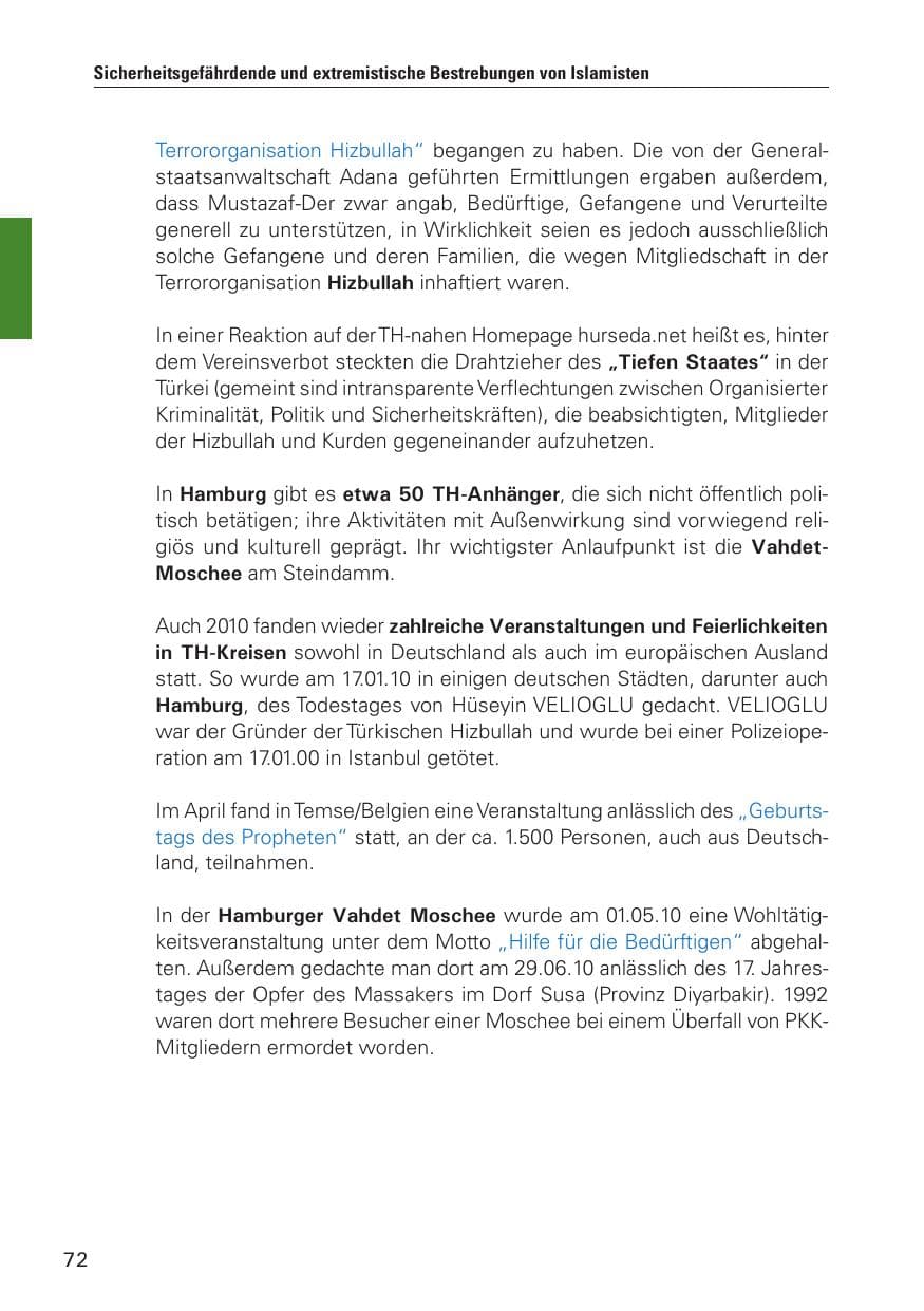 Seite 73 des Verfassungsschutzbericht 2010 Hamburg