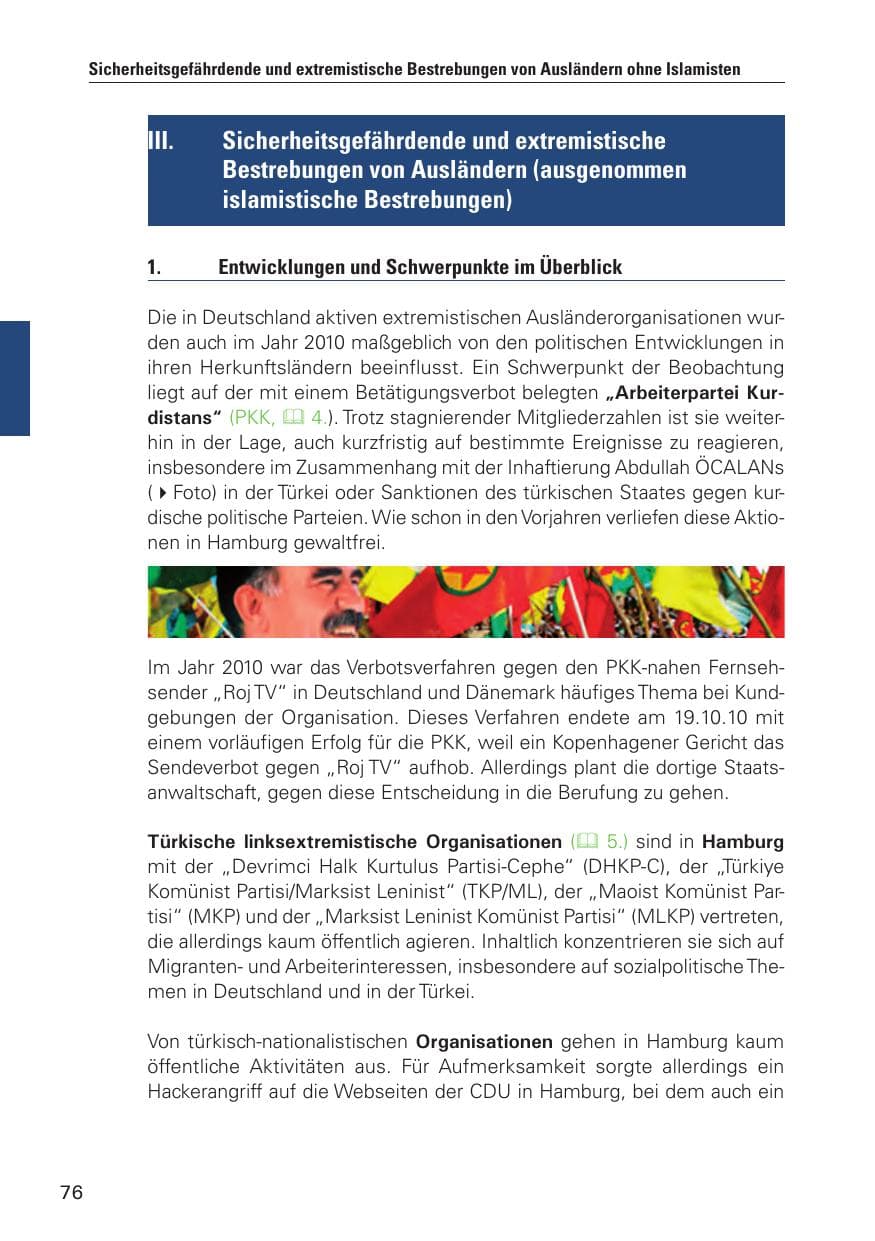 Seite 77 des Verfassungsschutzbericht 2010 Hamburg