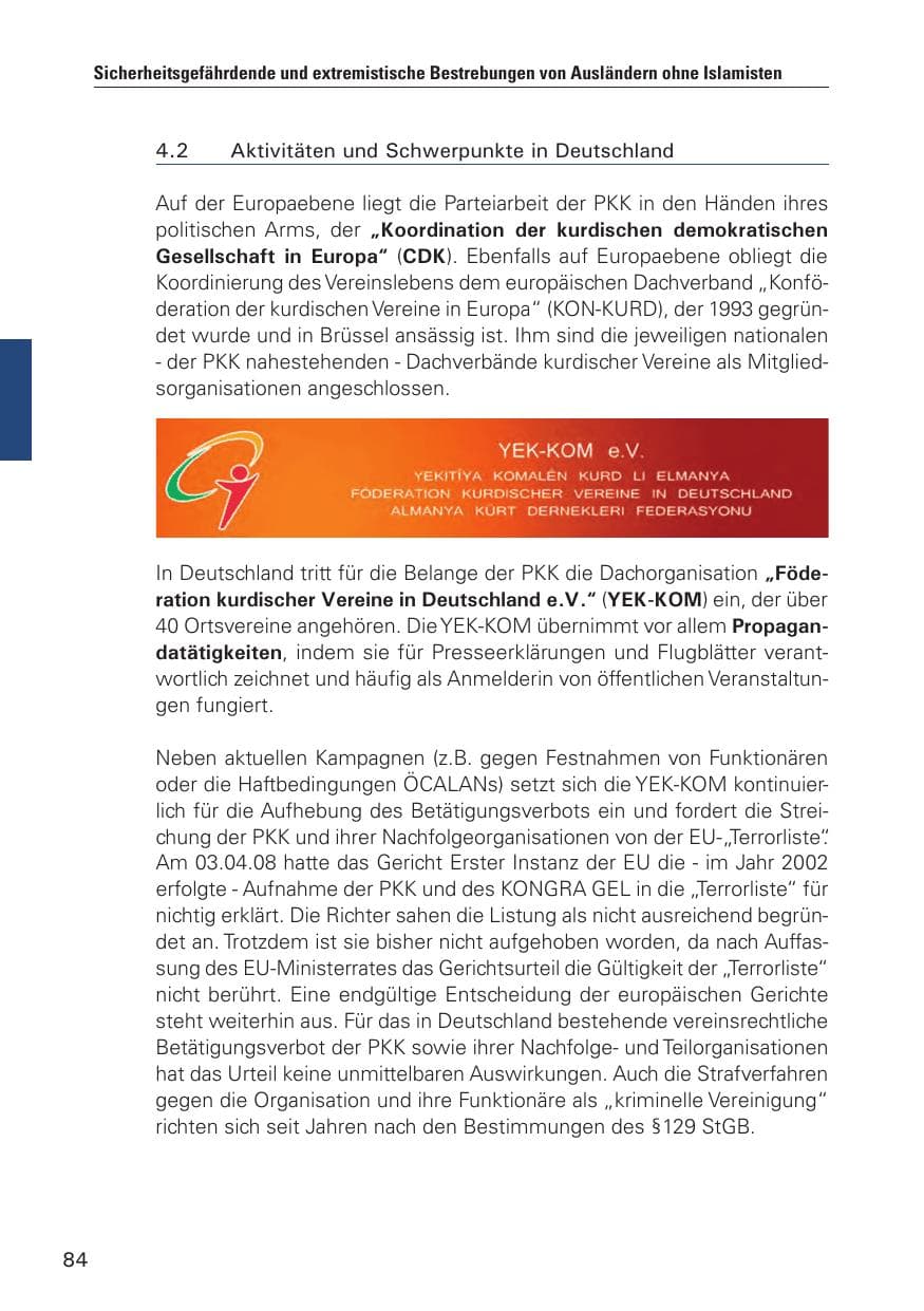 Seite 85 des Verfassungsschutzbericht 2010 Hamburg