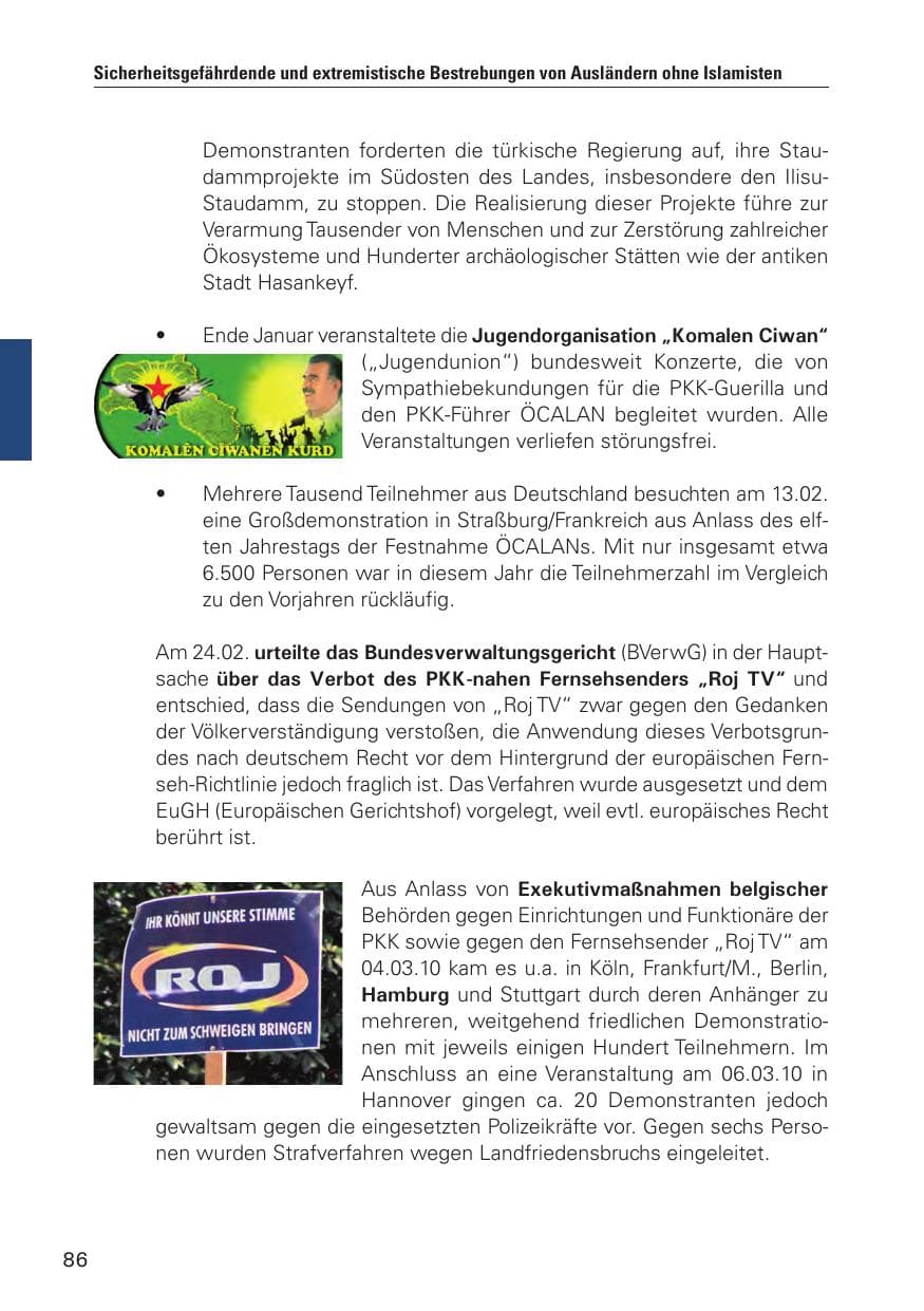 Seite 87 des Verfassungsschutzbericht 2010 Hamburg