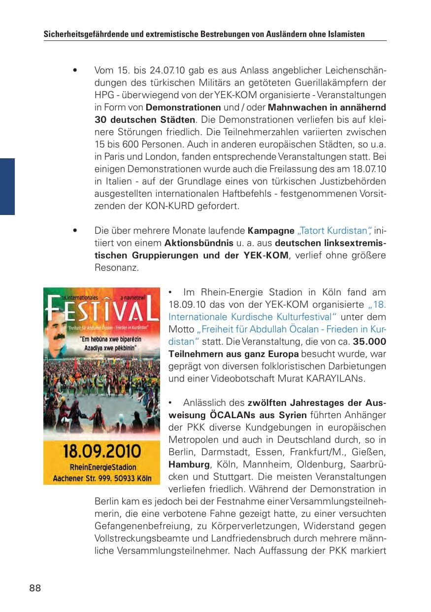 Seite 89 des Verfassungsschutzbericht 2010 Hamburg