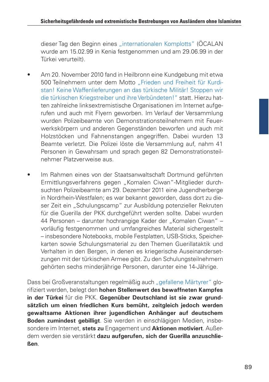 Seite 90 des Verfassungsschutzbericht 2010 Hamburg