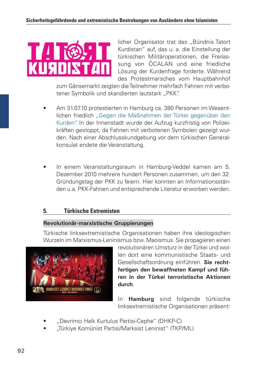 Seite 93 des Verfassungsschutzbericht 2010 Hamburg