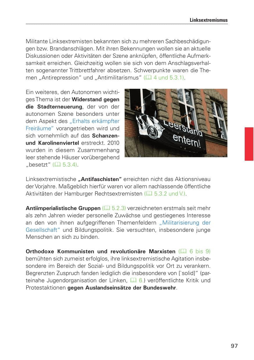 Seite 98 des Verfassungsschutzbericht 2010 Hamburg