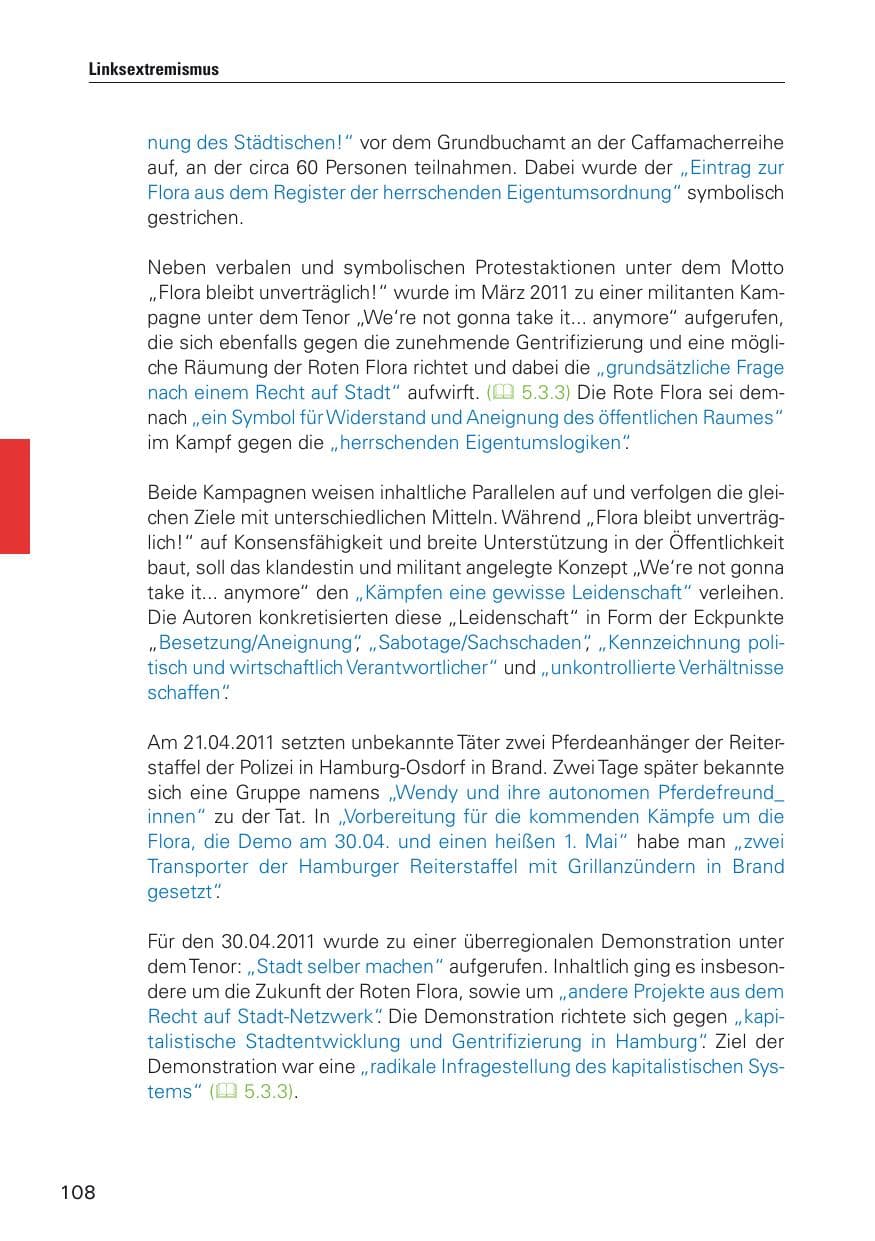 Seite 109 des Verfassungsschutzbericht 2011 Hamburg