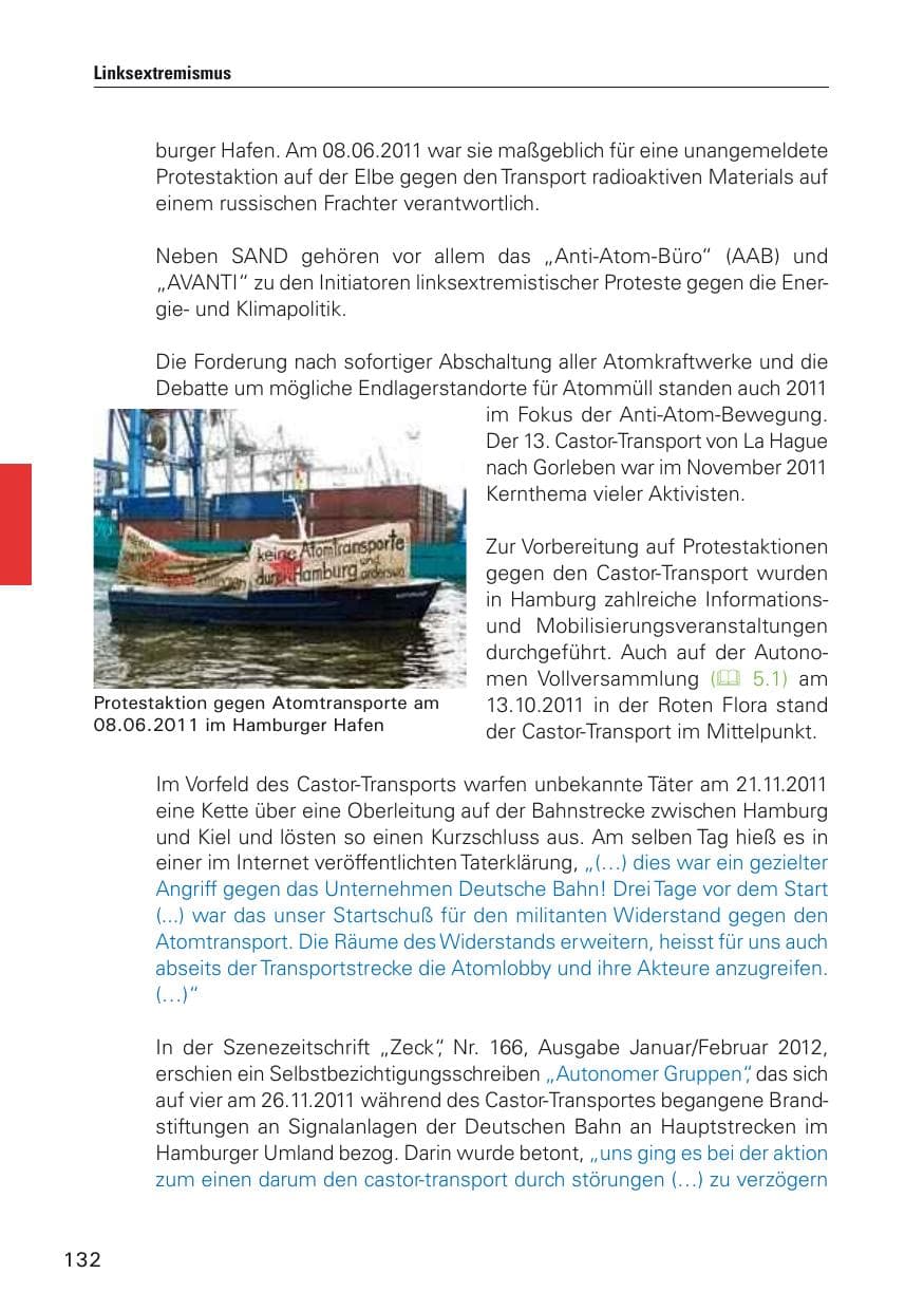 Seite 133 des Verfassungsschutzbericht 2011 Hamburg