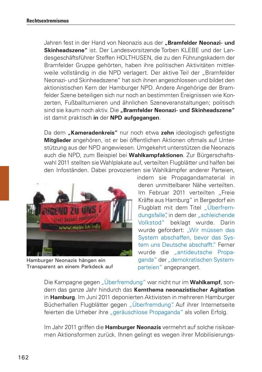 Seite 163 des Verfassungsschutzbericht 2011 Hamburg