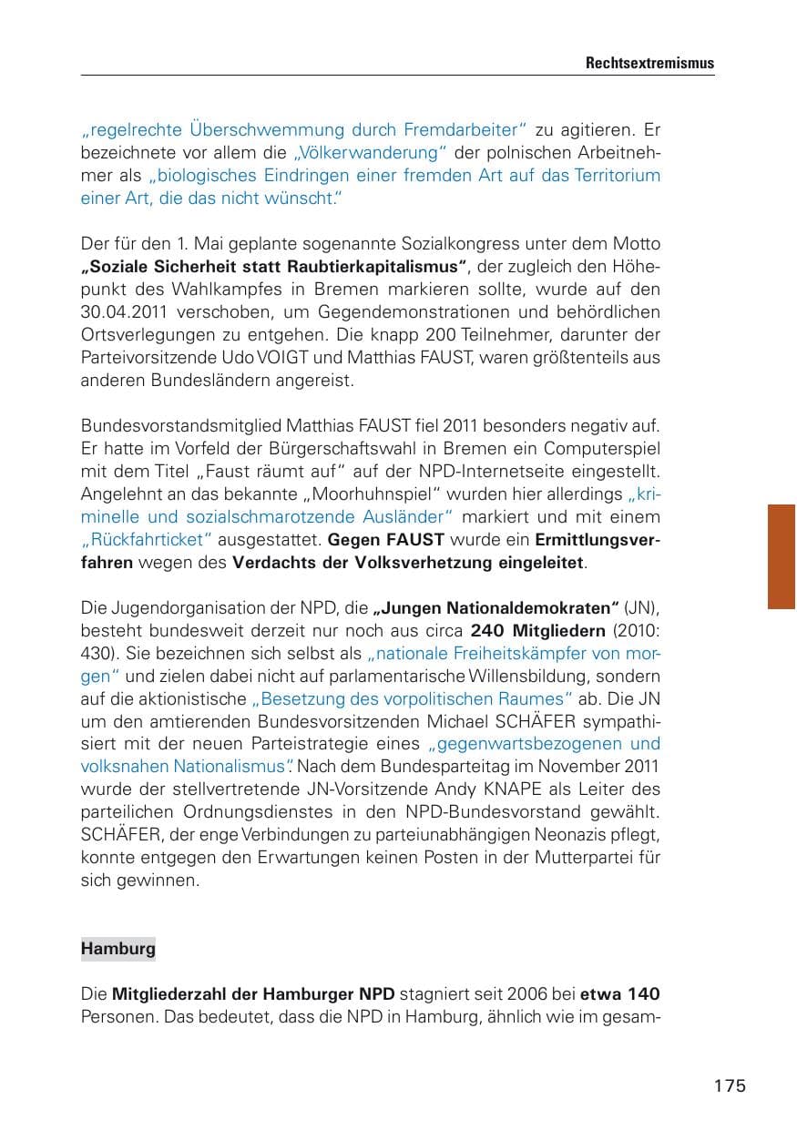 Seite 176 des Verfassungsschutzbericht 2011 Hamburg