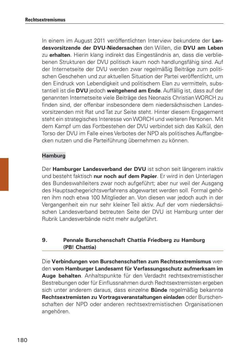 Seite 181 des Verfassungsschutzbericht 2011 Hamburg