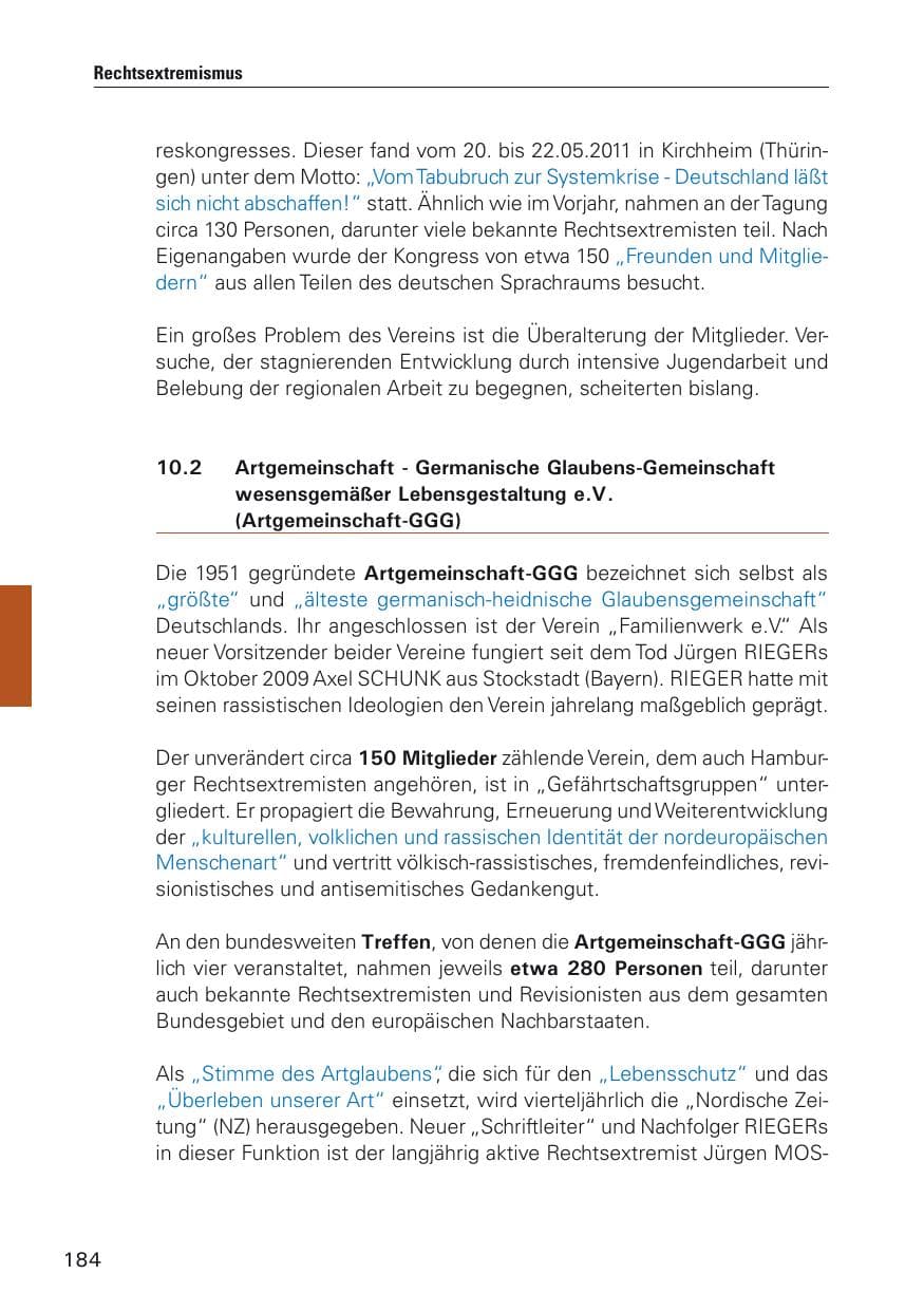 Seite 185 des Verfassungsschutzbericht 2011 Hamburg