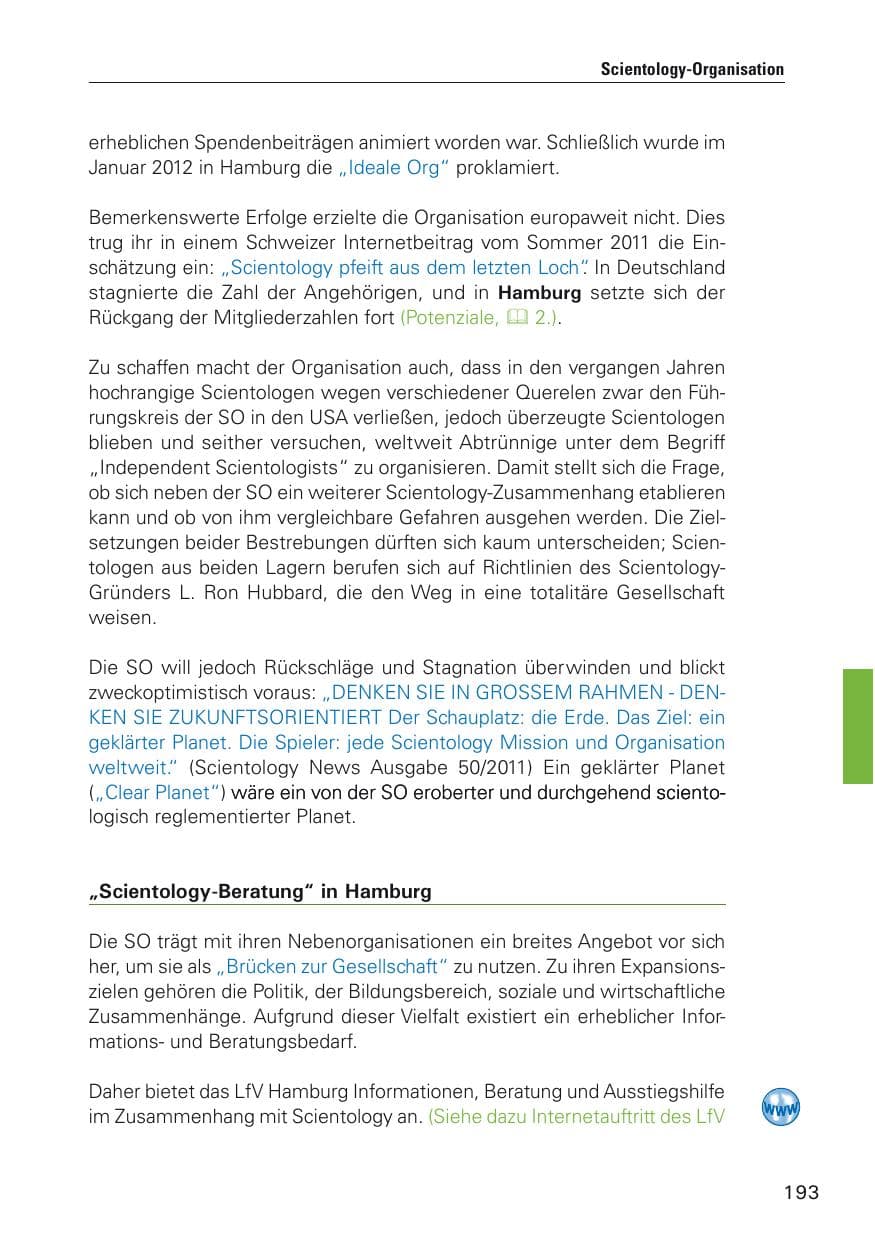 Seite 194 des Verfassungsschutzbericht 2011 Hamburg