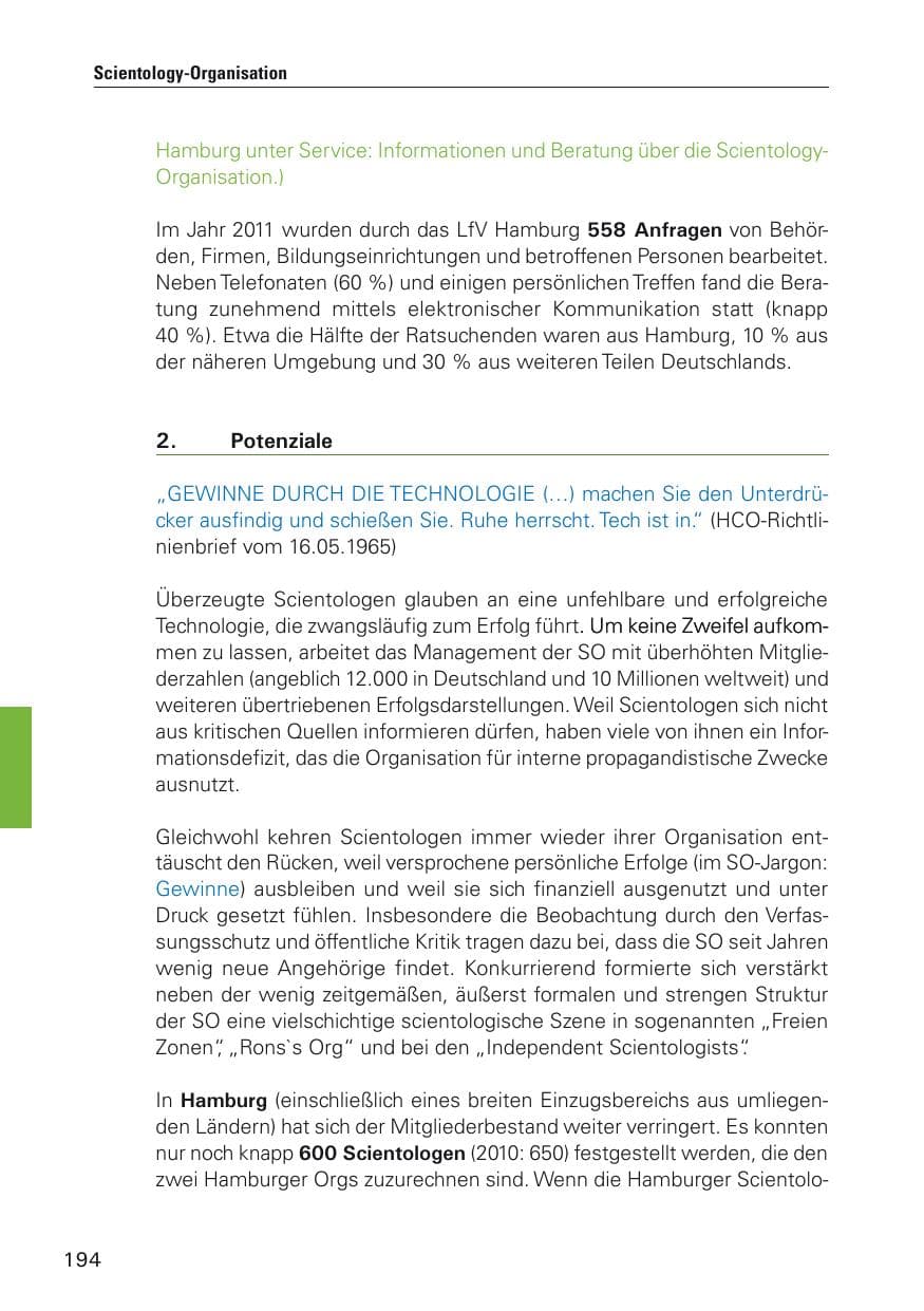 Seite 195 des Verfassungsschutzbericht 2011 Hamburg