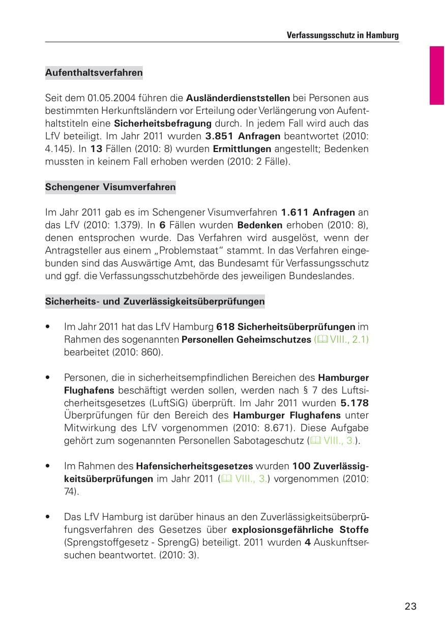 Seite 24 des Verfassungsschutzbericht 2011 Hamburg