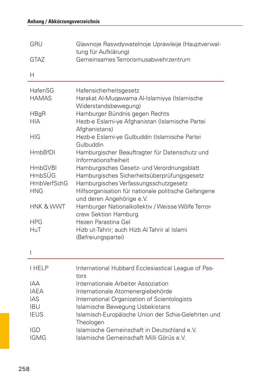 Seite 259 des Verfassungsschutzbericht 2011 Hamburg