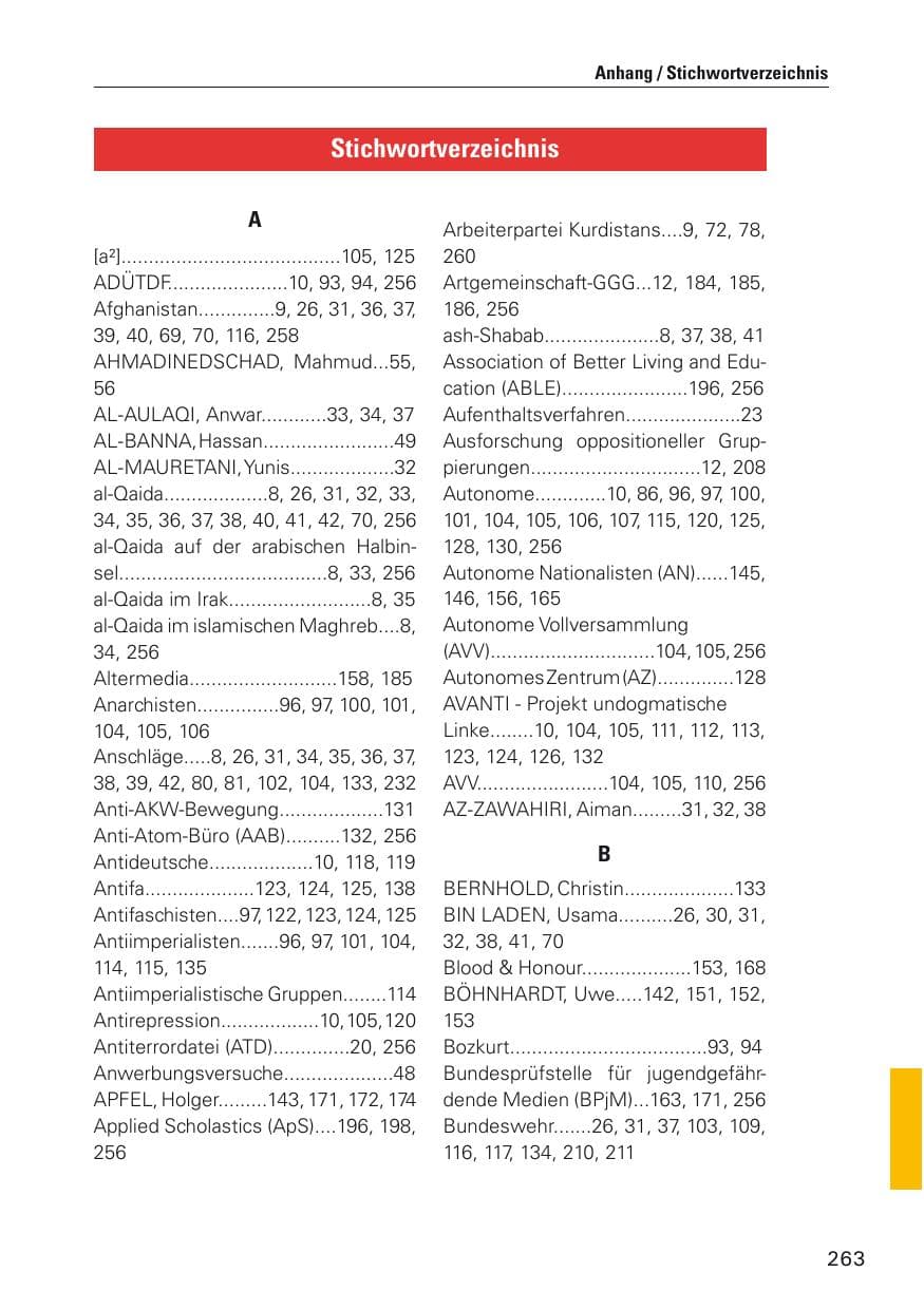 Seite 264 des Verfassungsschutzbericht 2011 Hamburg