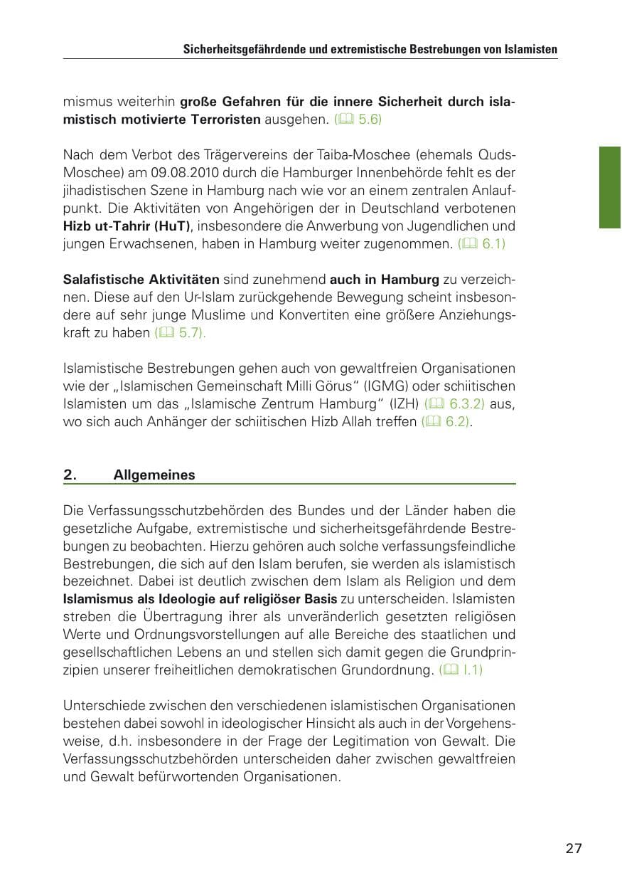 Seite 28 des Verfassungsschutzbericht 2011 Hamburg