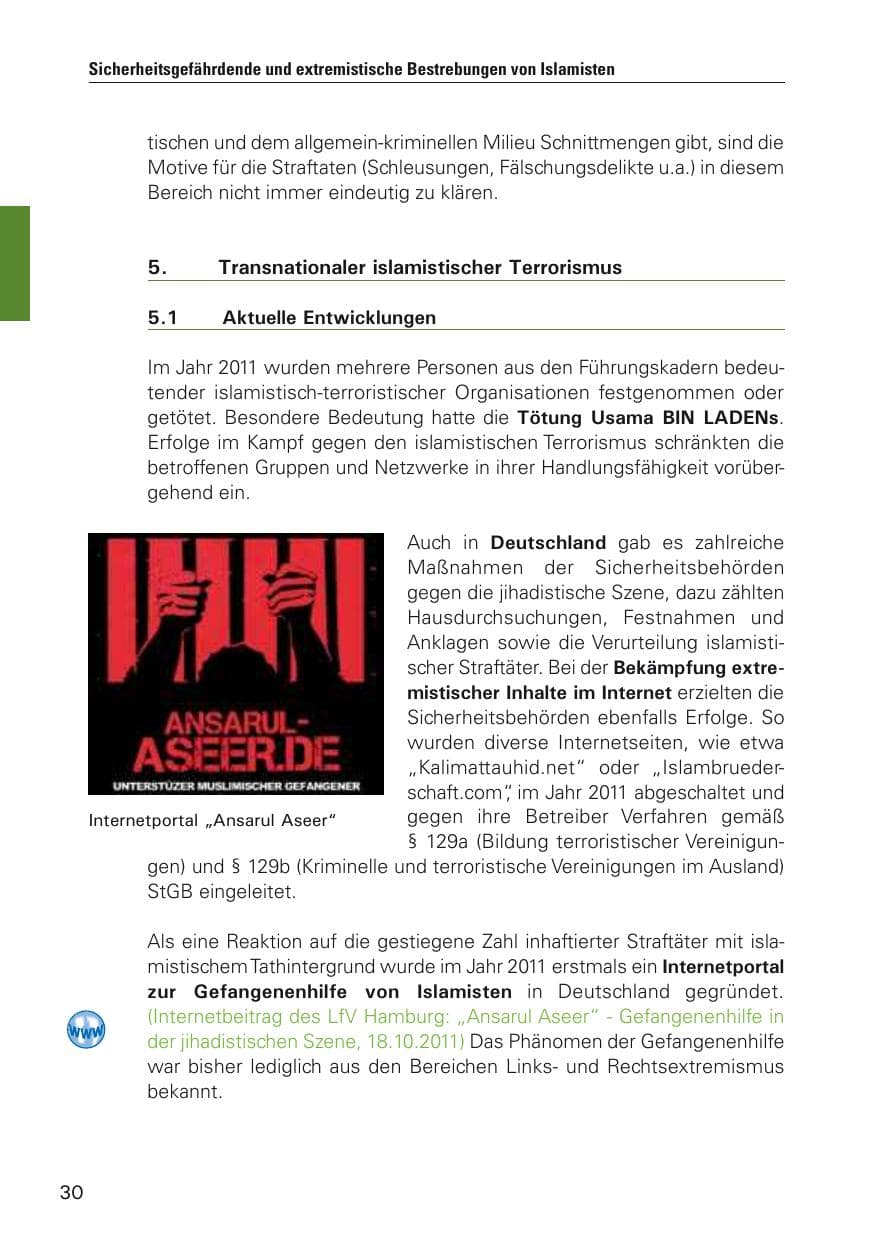 Seite 31 des Verfassungsschutzbericht 2011 Hamburg