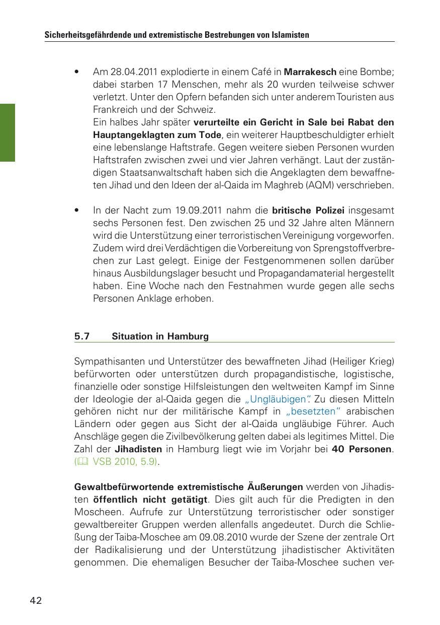 Seite 43 des Verfassungsschutzbericht 2011 Hamburg