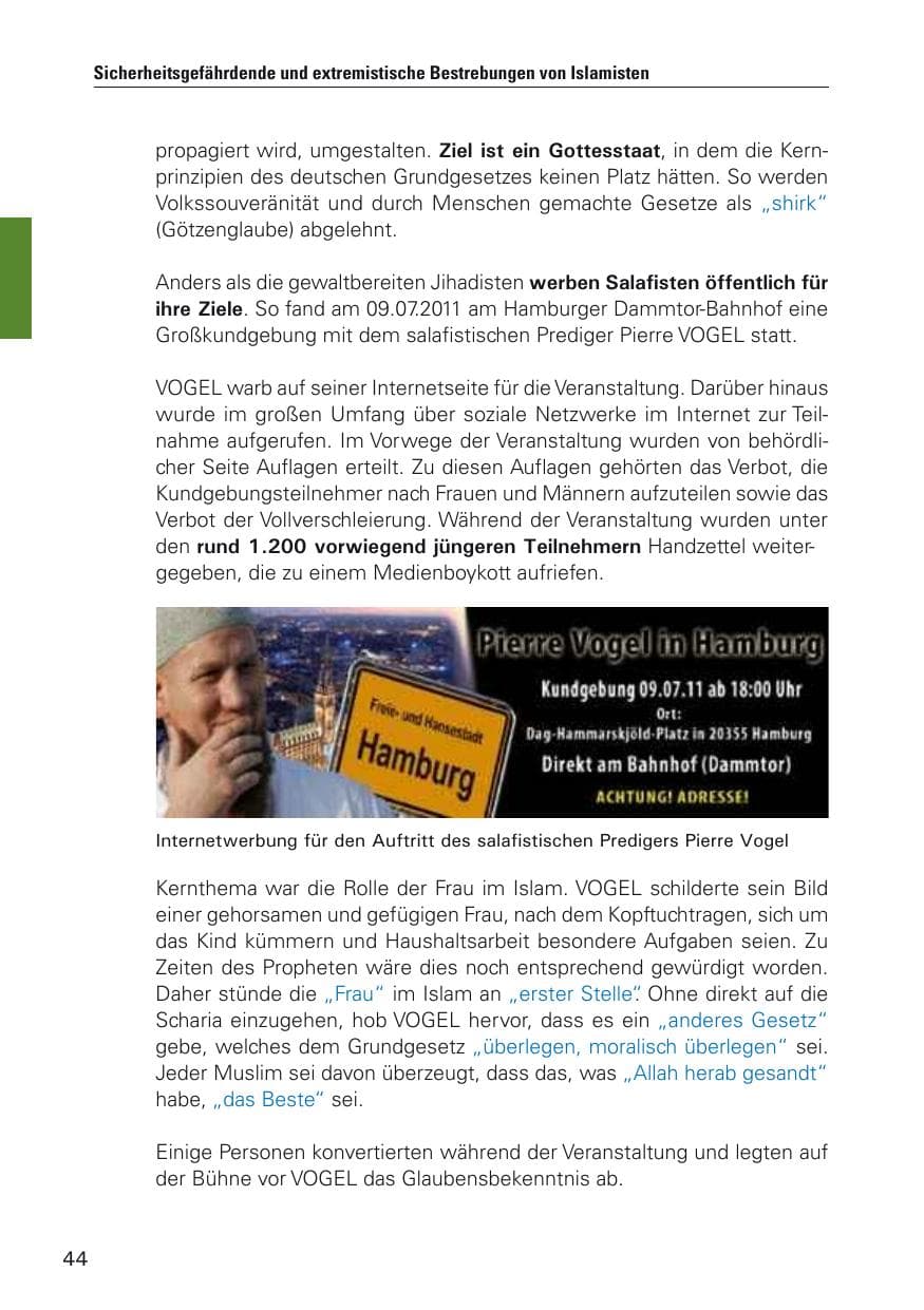 Seite 45 des Verfassungsschutzbericht 2011 Hamburg