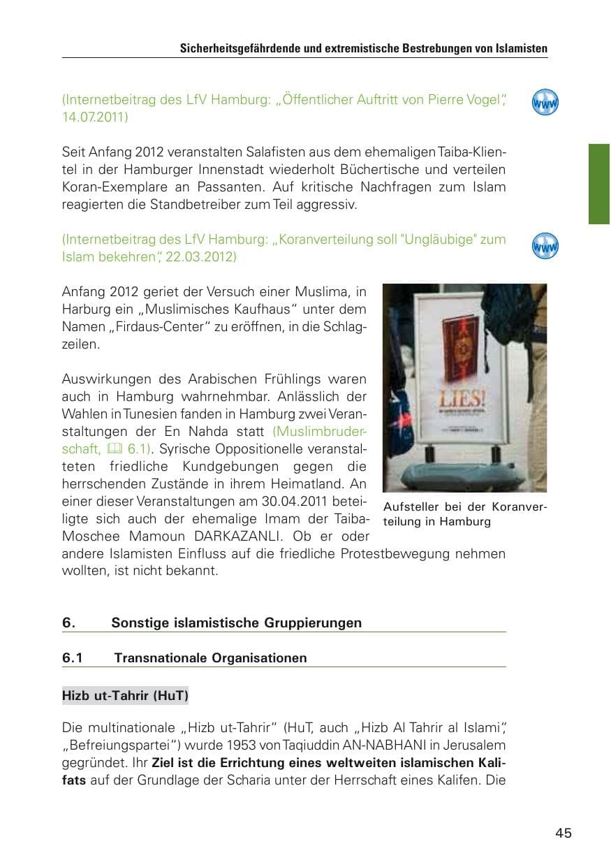Seite 46 des Verfassungsschutzbericht 2011 Hamburg