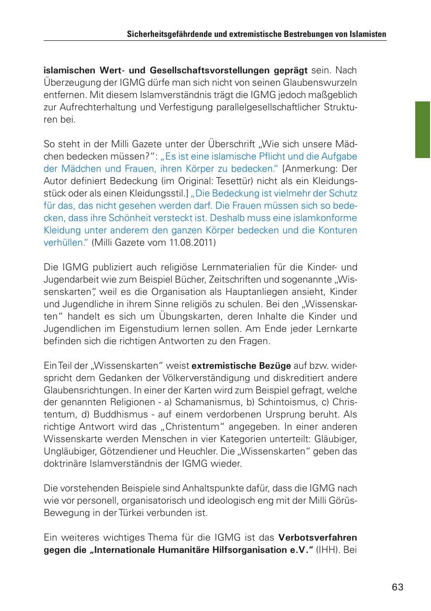 Seite 64 des Verfassungsschutzbericht 2011 Hamburg