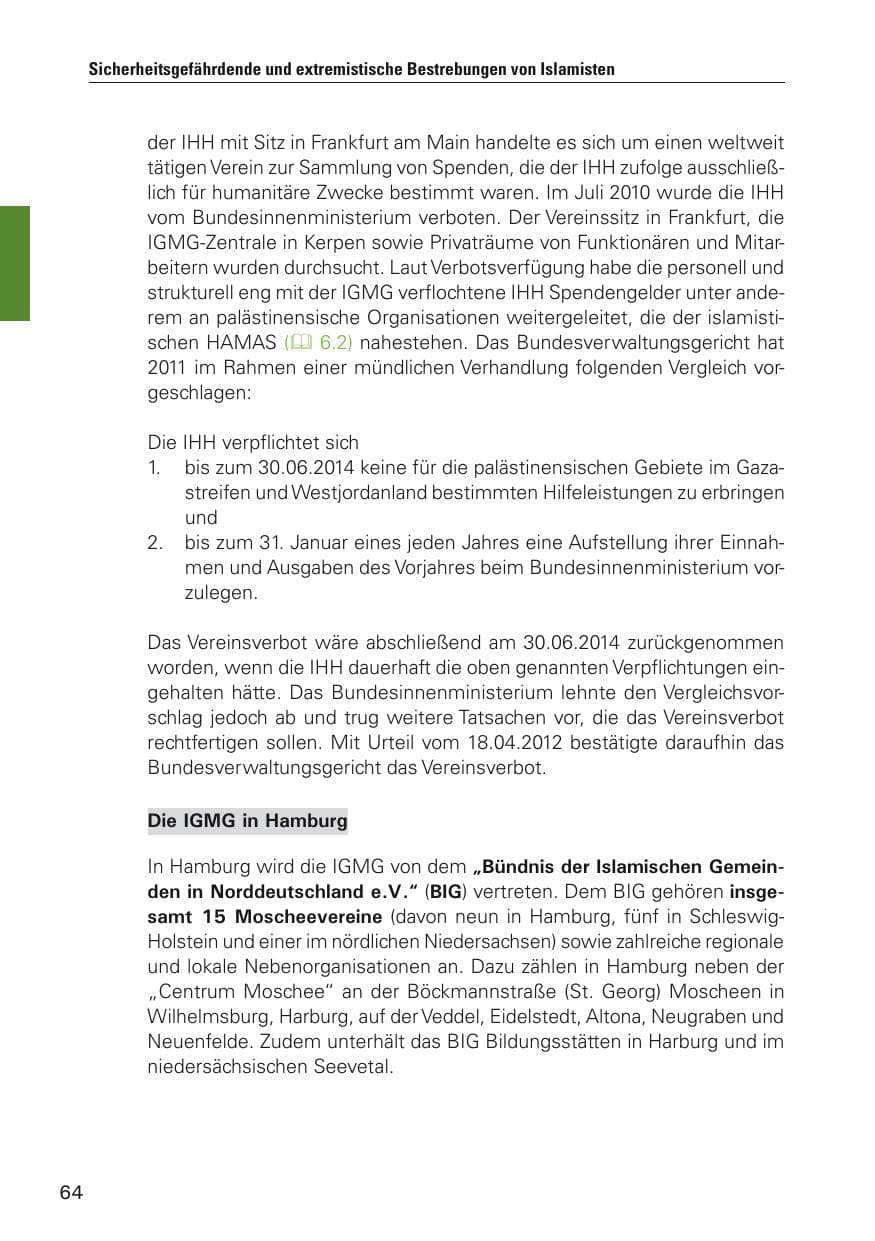 Seite 65 des Verfassungsschutzbericht 2011 Hamburg