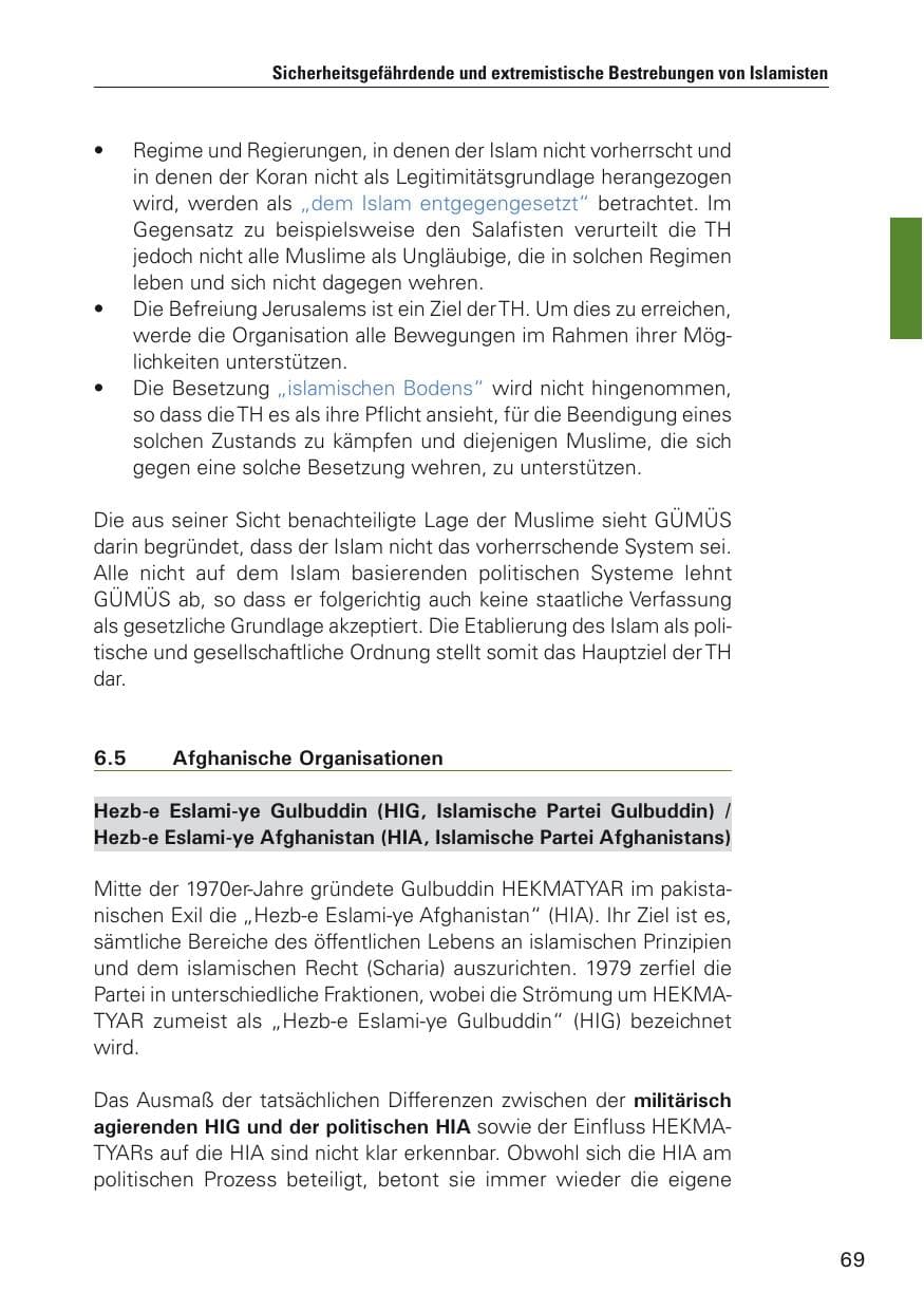 Seite 70 des Verfassungsschutzbericht 2011 Hamburg